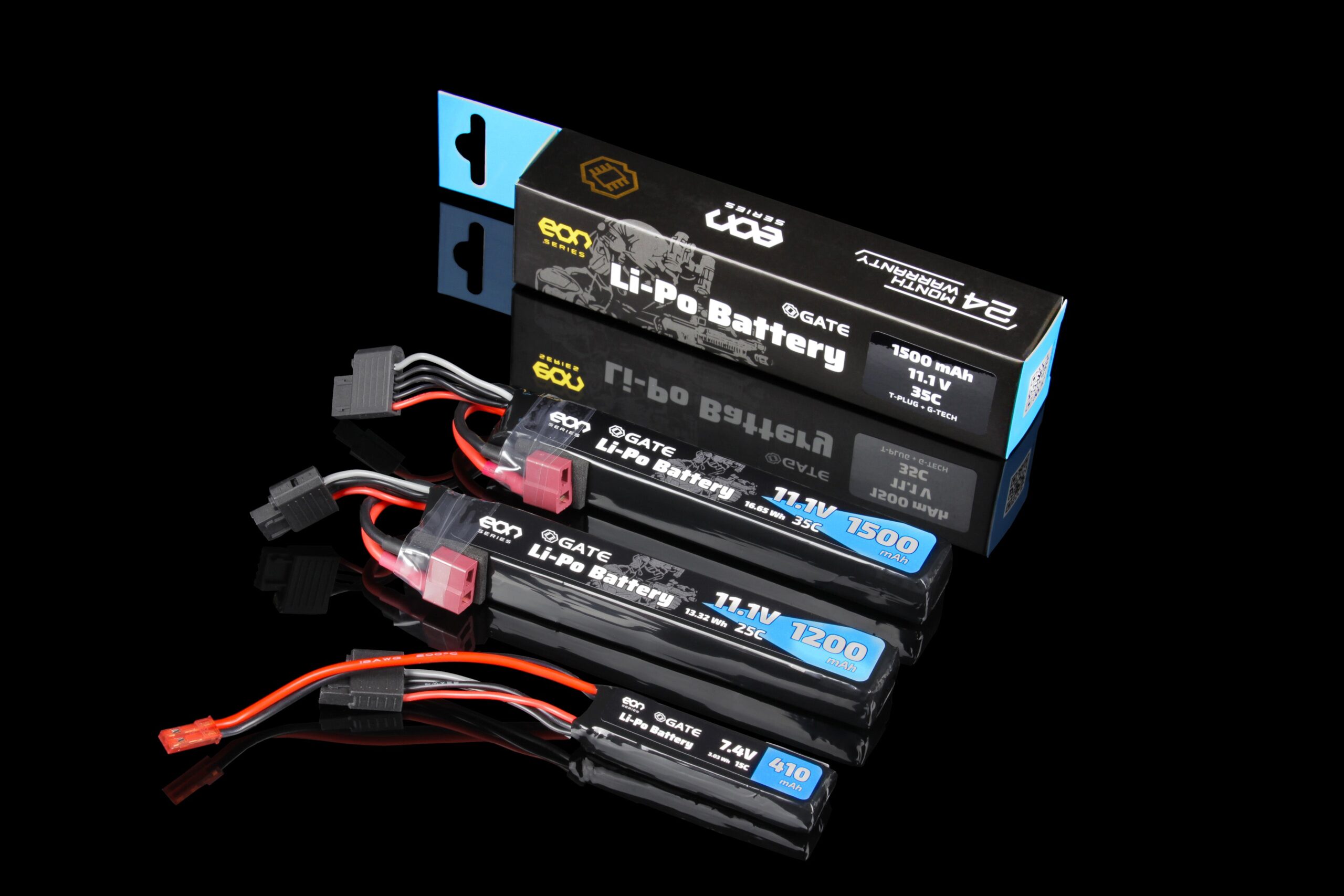 GATE EON LiPo-accu’s – serieoverzicht met verpakking